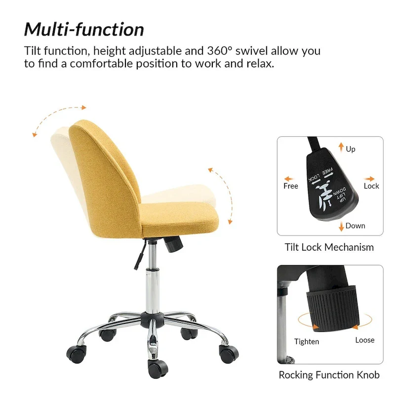Sergio Modern Armless Office Chair with Mental Leg by HULALA HOME