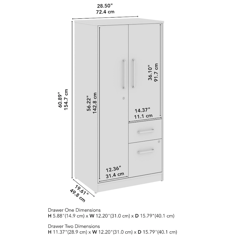 Bush Business Furniture Vista Wardrobe Cabinet with Drawers