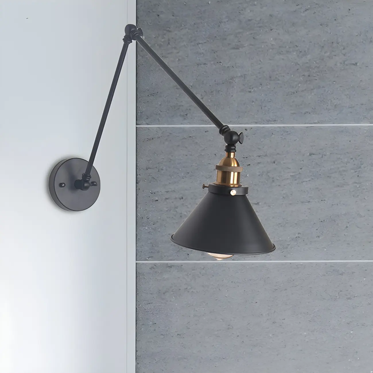 Cone Shade Metal Retro Swing Arm Wall Light