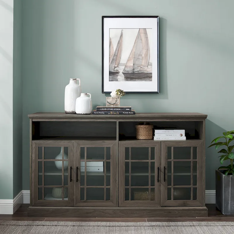 58-inch Framed Glass 4-Door TV Stand