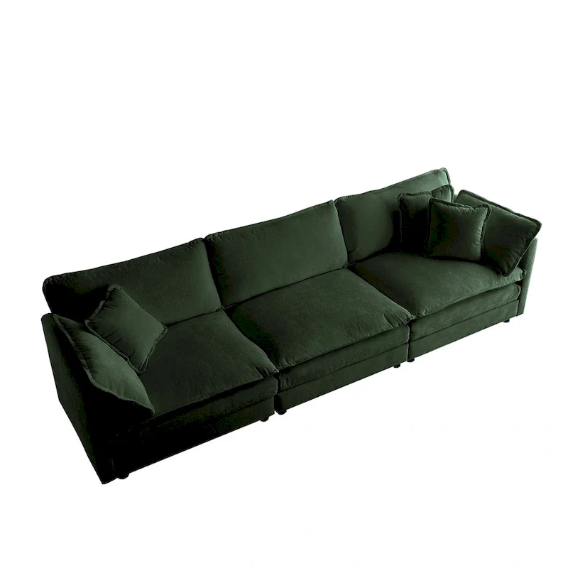 6-Seater U-Shape Sectional Sofa with 3 Ottomans and Pillows