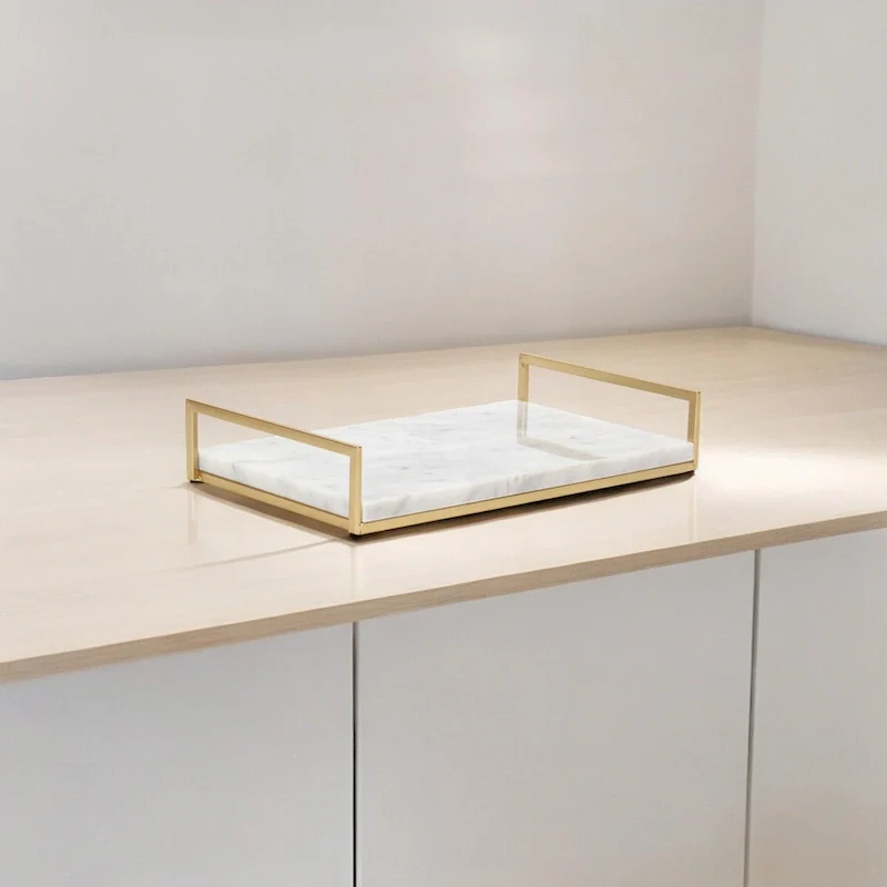 Sarraseau Marble and Gold Frame Tray