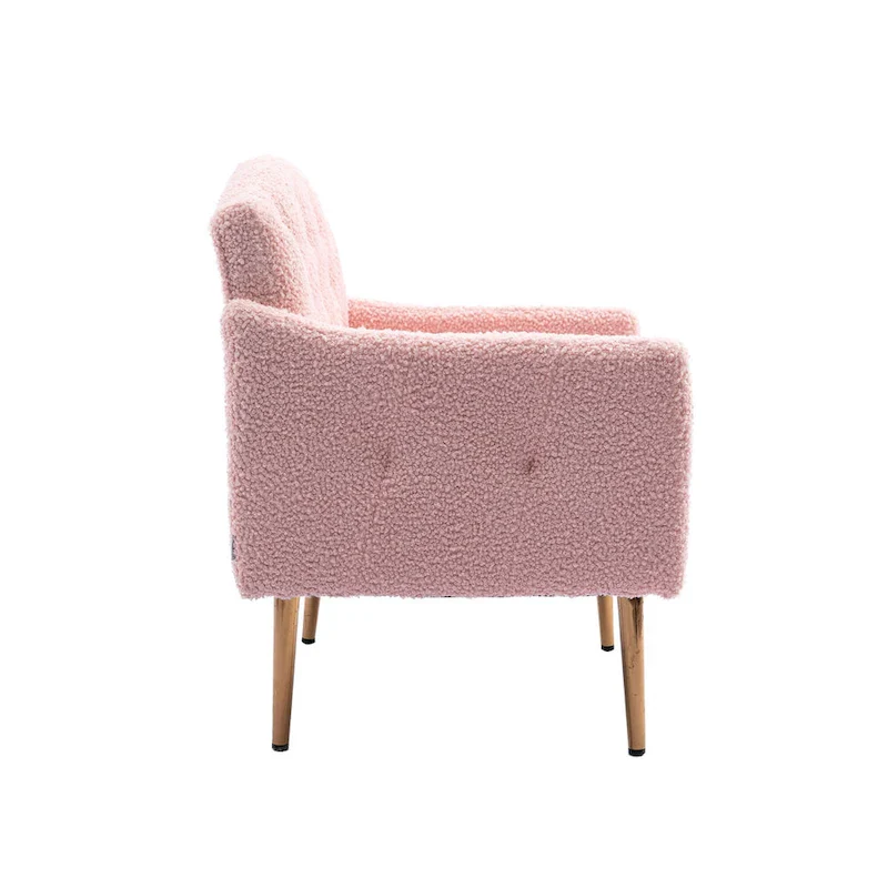 Teddy Fabric Upholstered Tufted Accent Chair With Rose Golden feet