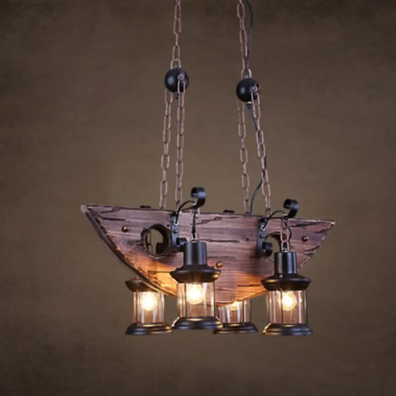 Industrial Island Light Brown Steampunk Cylindrical Pendant Light