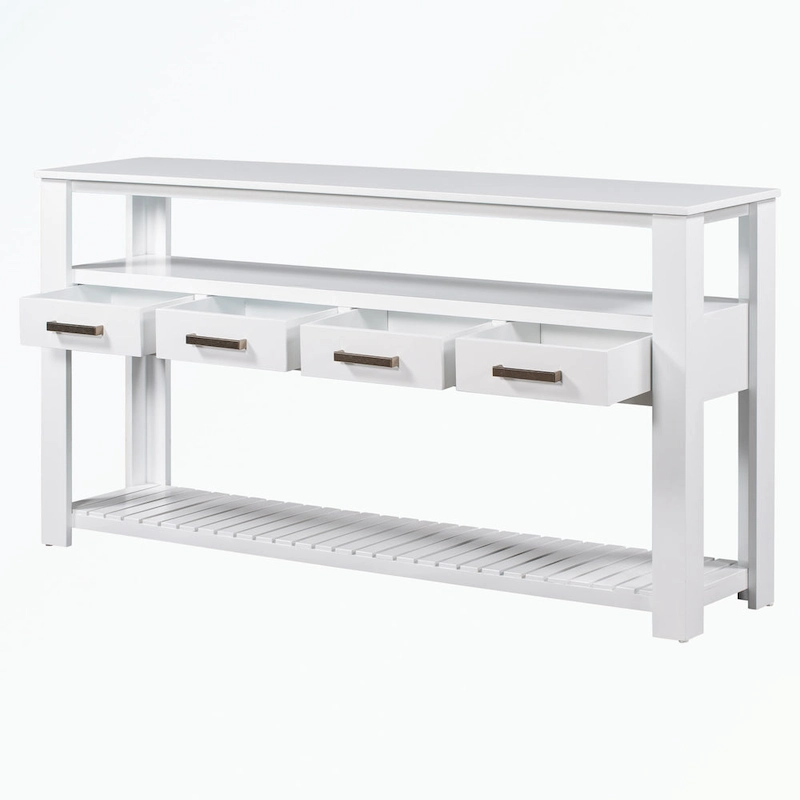 Console Table with 4 Drawers and 2 Shelves
