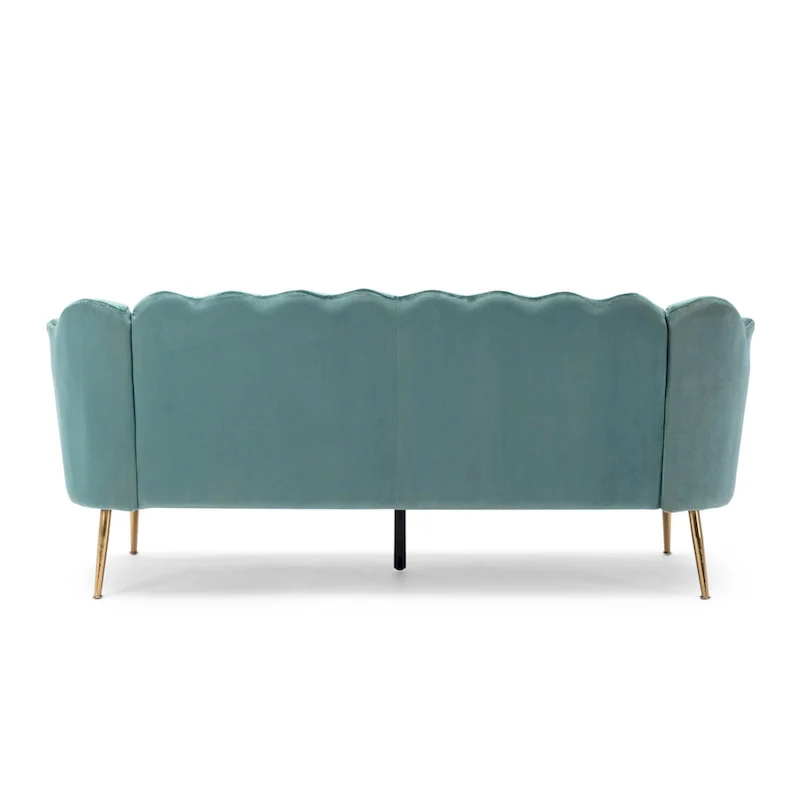 Velvet Channel Stitched 3-seater Sofa with Metal Legs