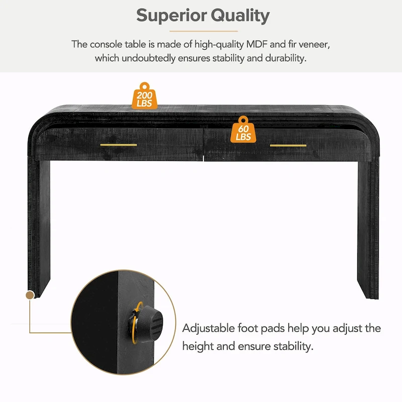 Irresistible Retro Silhouette Console Table: Open Style, Two Top Drawers