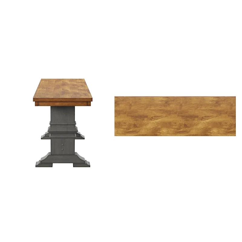 Two-Tone Trestle Leg Wood Dining Bench
