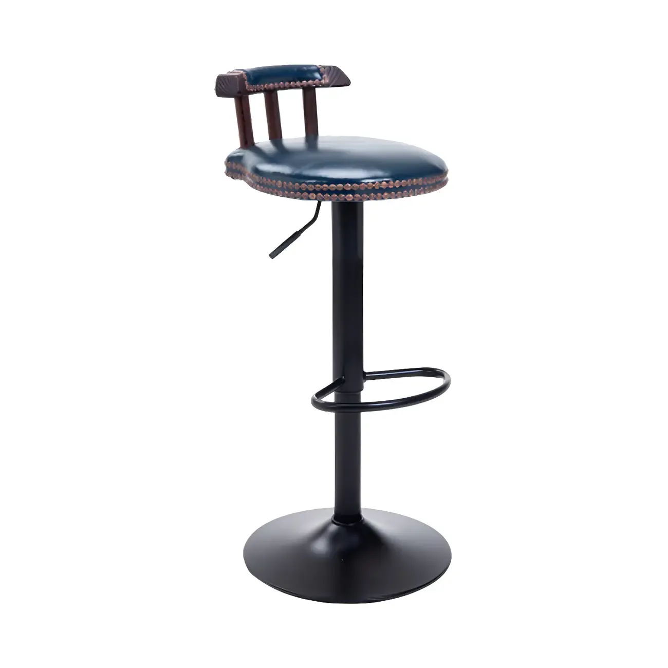 Industrial Round Leather Adjustable Bar Stools