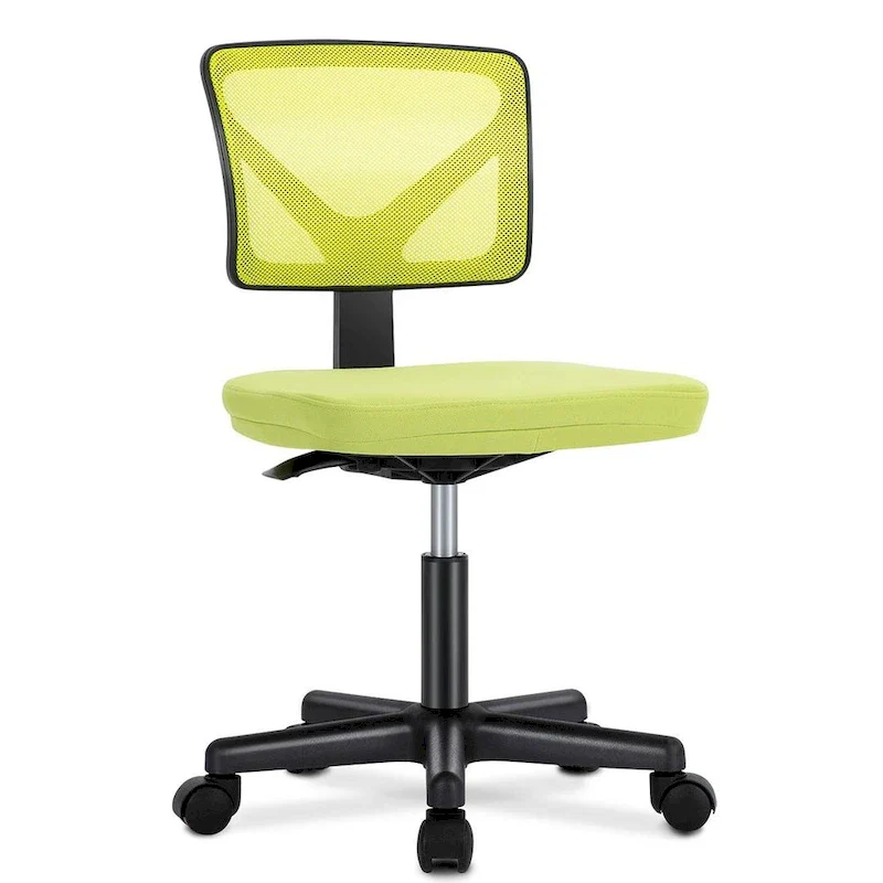 Armless Small Office Desk Chair with Back