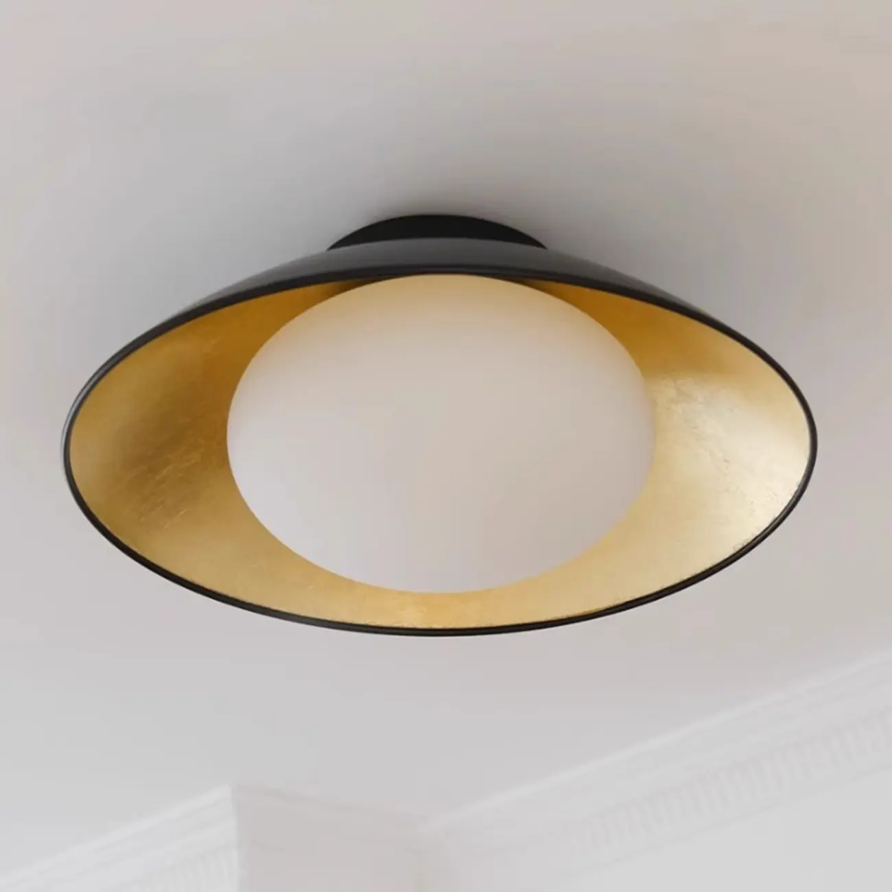Simple Barn Shape Metal Semi Flush Ceiling Light