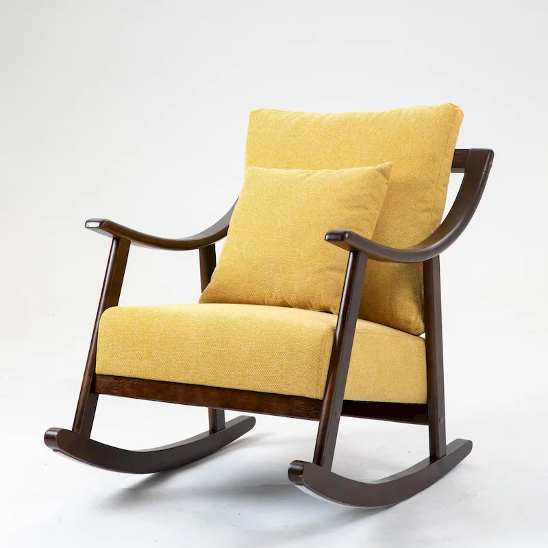 Linen Solid Wood Rocking Arm Chair