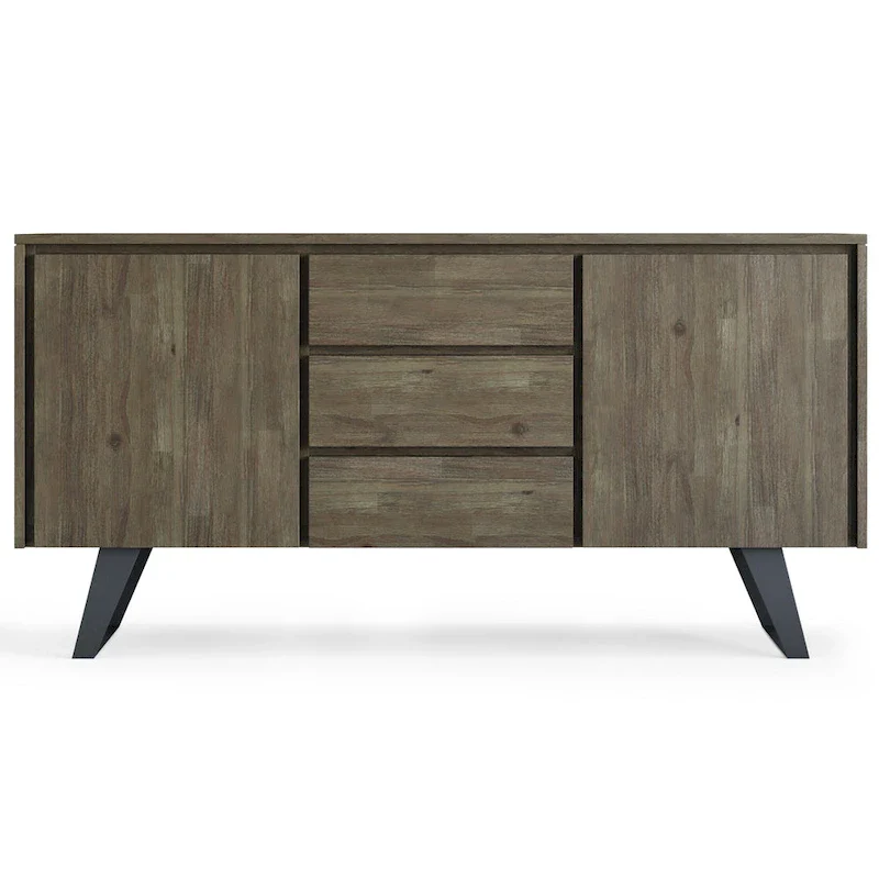 WYNDENHALL Mitchell Metal 60 inch Wide Rectangle Modern Industrial Sideboard Buffet in OAK WOOD - 60 x 17 x 30