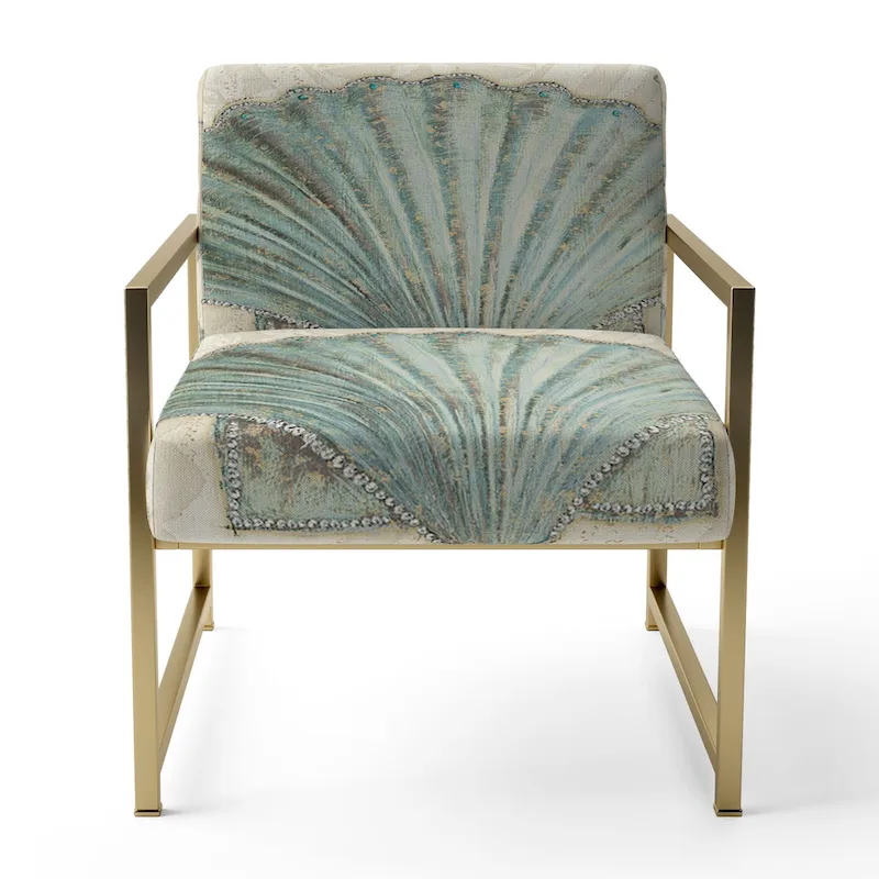 Seastar and Blue Sea Shell II Upholstered Accent Chair