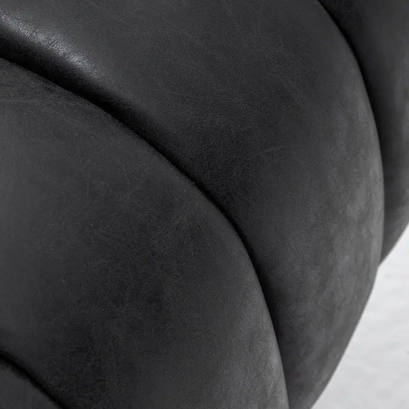 SEYNAR Mid-Century Swivel PU Leather Tufted Round Accent Barrel Chair