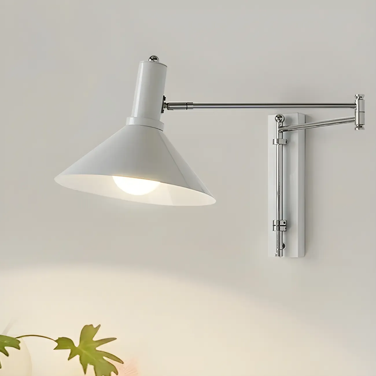 Metal Swing Arm Wall Light with Iron Shade