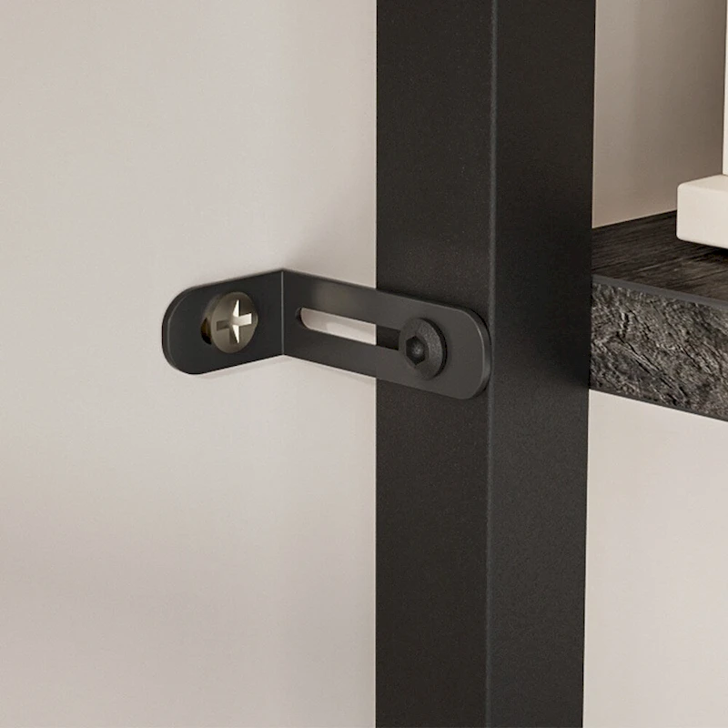 Farmhouse L-shaped Desk with Power Outlet, Gaming Table with Hutch and LED Light