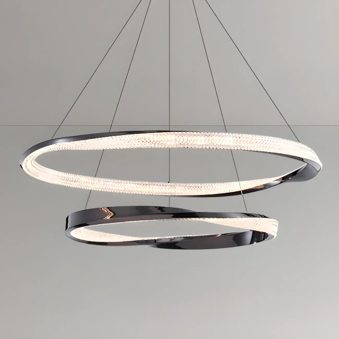 Modern LED Stylish Metal Black Circle Ring Chandelier