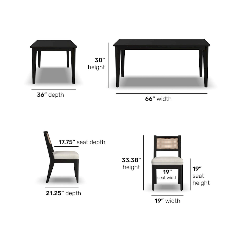 Brentwood Black Wood Rectangle Dining Set by Homestyles - 66  x 30  x 36