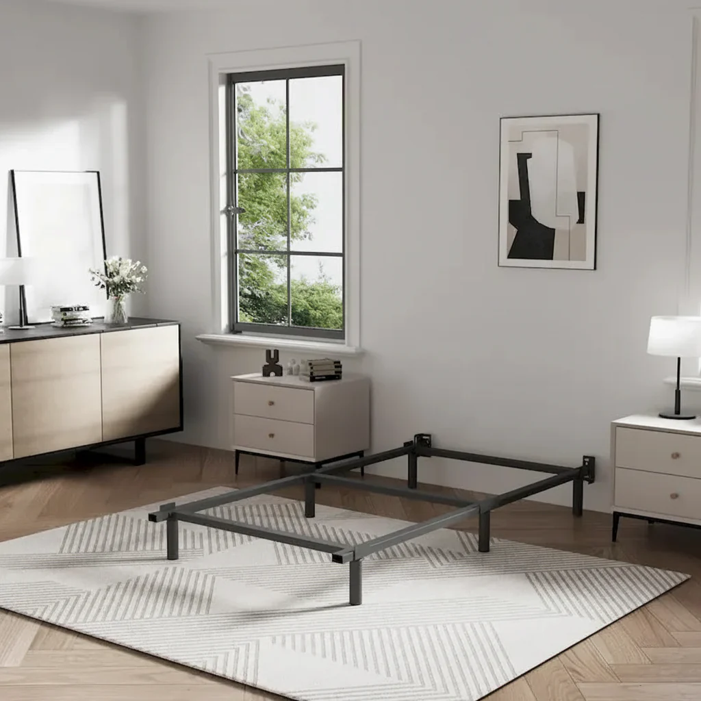 Black Metal Bed Frame, Modern Style, Twin–Cal King, 1–2 Person