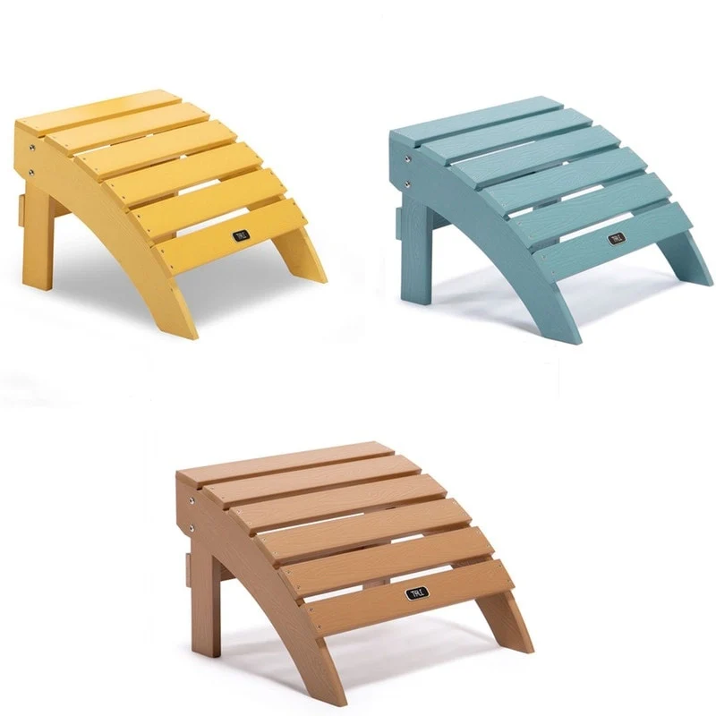 Adirondack Ottoman Footstool All-Weather and Fade-Resistant Plastic Wood for Outdoor Patio