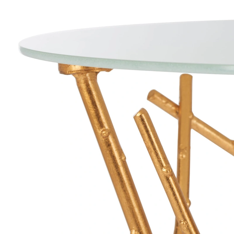 SAFAVIEH Treasures Lawanda Gold/ Blue-White Top Accent Table - 18  W x 18  L x 22.5  H - 18Wx18Dx23H