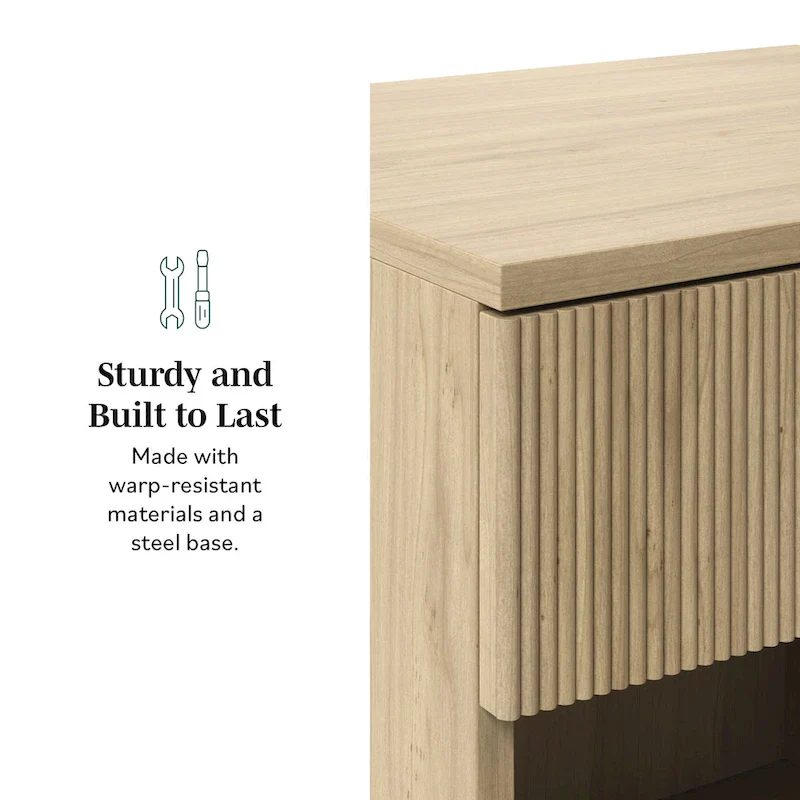 Modern Fluted-Drawer Nightstand (Set of 2)