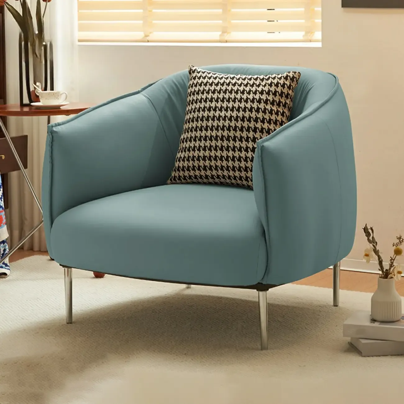 Modern Black Leather Lounge Chair Living Room