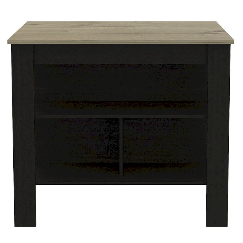 Modern Black Wengue and Light Oak Kitchen Island - 40.5x27.5x35.4