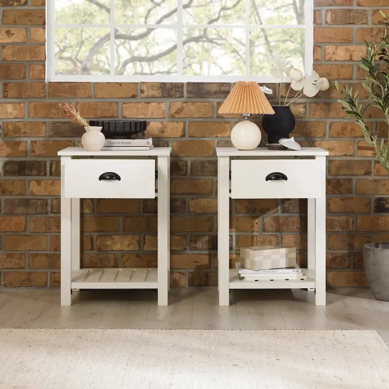 One-Drawer Farmhouse Nightstand, Set of 2