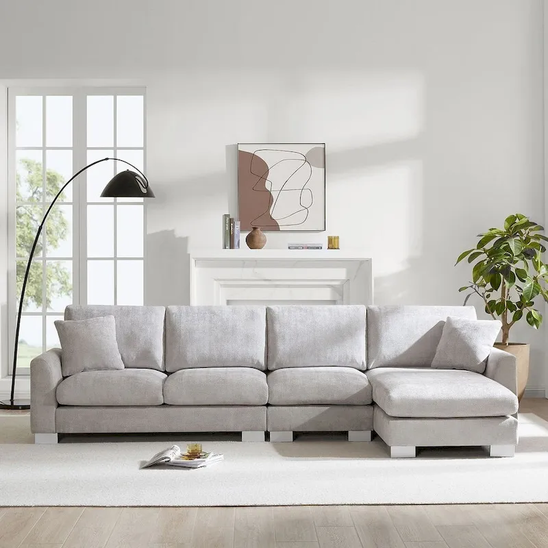 Oversized Sectional Couch with Chaise Lounge, L-shaped Chenille Sectional Sofa for Living Room,Apartment,Office