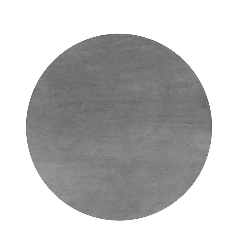 Venus 28 Inch Coffee Table with 3 Tapered Splayed Legs, Gray Mango Wood