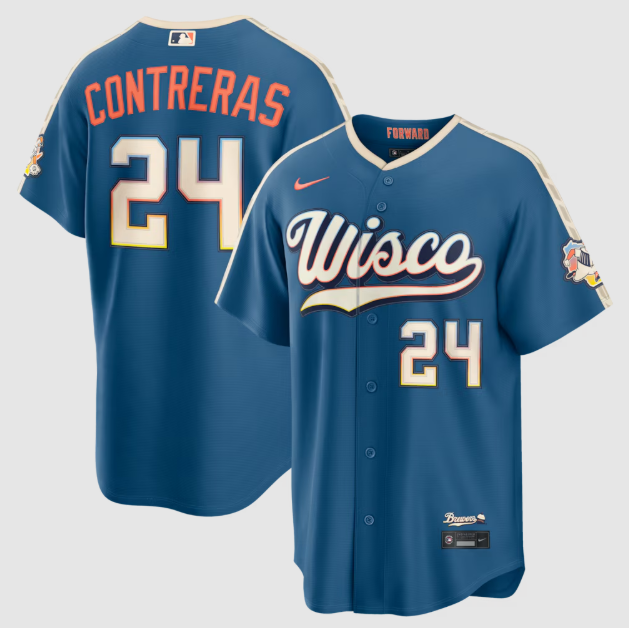 Milwaukee Brewers William Contreras Mineral Blue 2026 City Connect Stadium Jersey