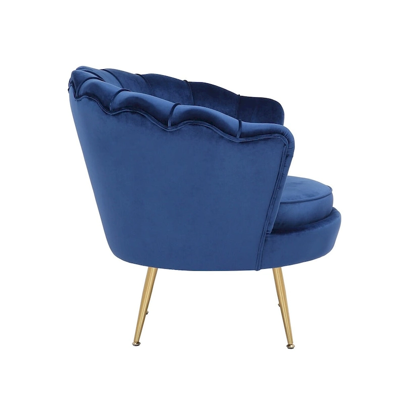 Blue Velvet Lounge Chair - 29 H x 32.5 W x 31.5 D