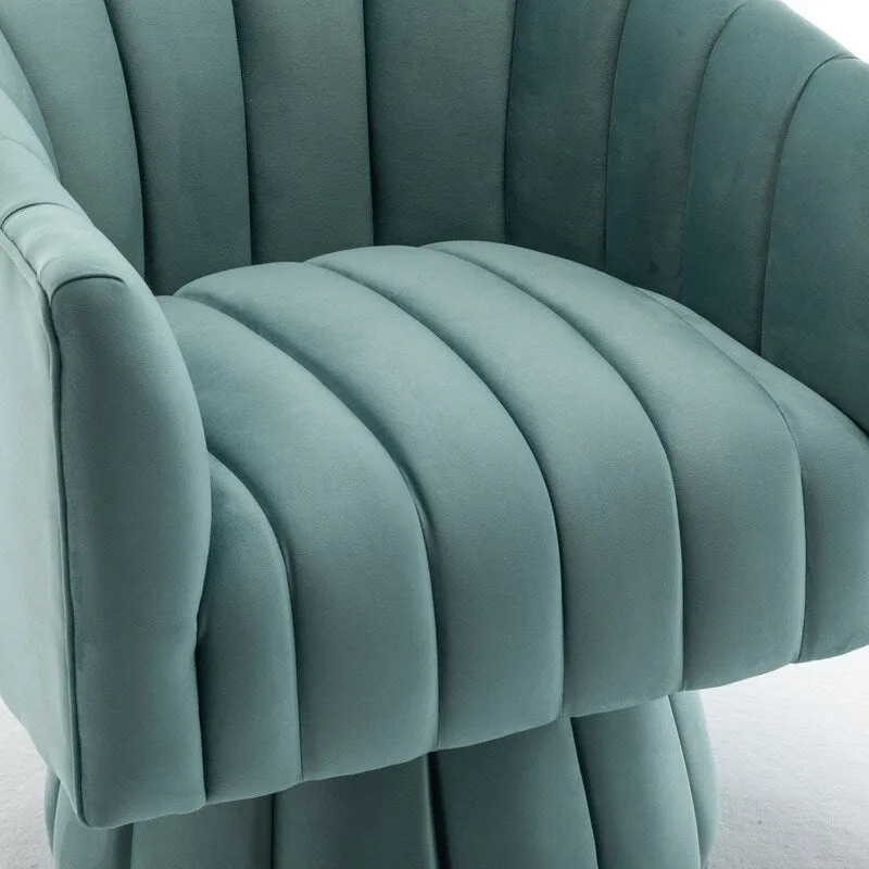 SEYNAR Modern Glam Velvet Upholstered Round 360 Degree Swivel Accent Barrel Chair Set of 2