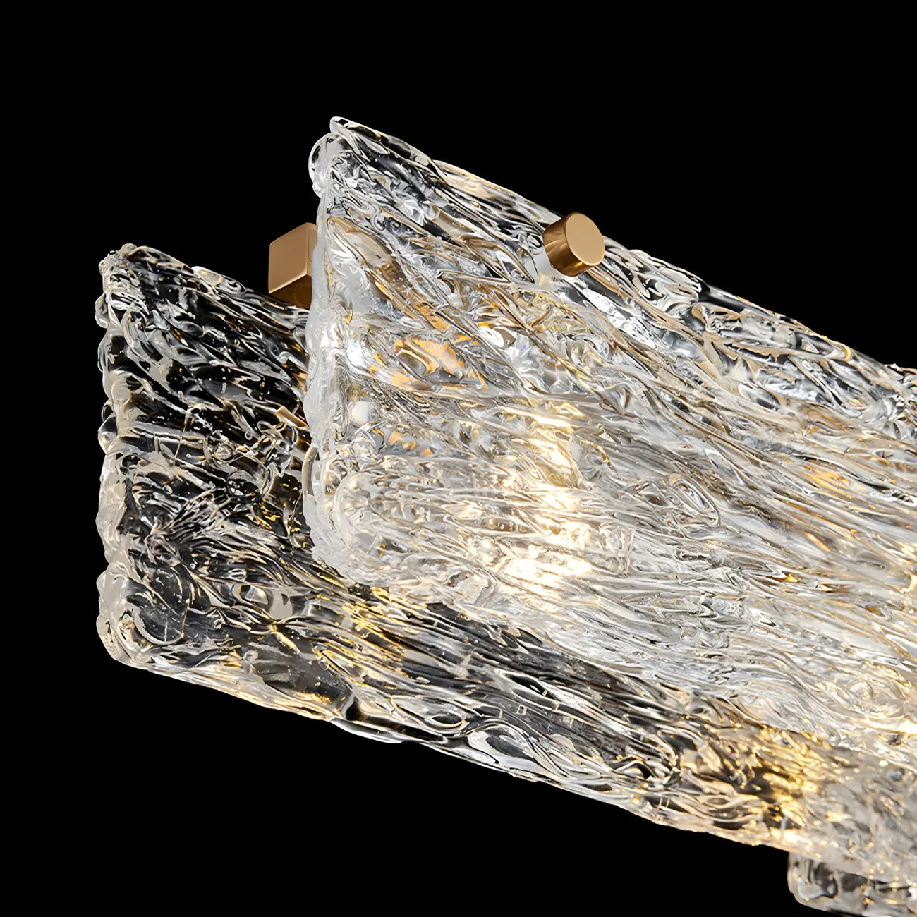 Rectangle Large Gold Glass Island Pendant Light