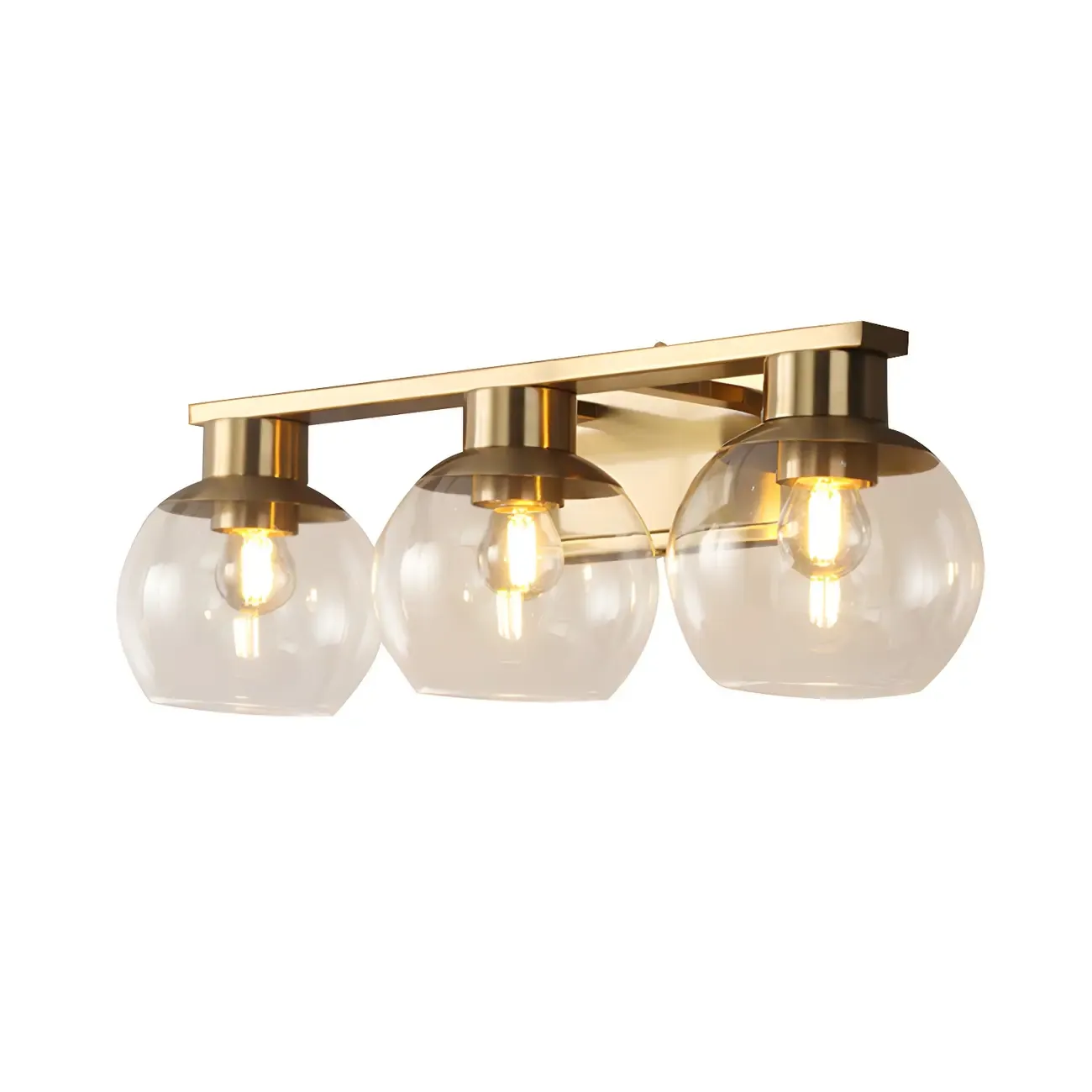Modern Gold Clear Glass Dome Bathroom Vanity Light