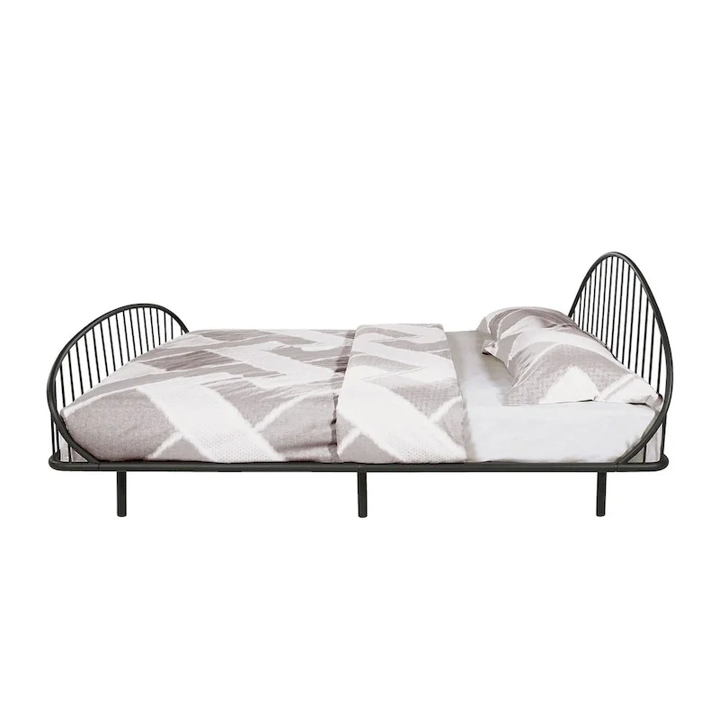 Furniture of America Duke Curved Metal Powder Coated Bed Frame, No Box Spring Needed