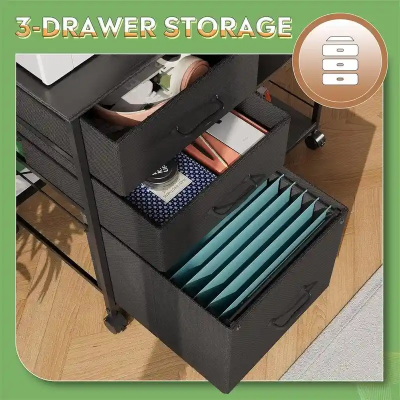 3 Drawer Mobile File Cabinet - 15.75 D x 29.53 W x 26.77 H