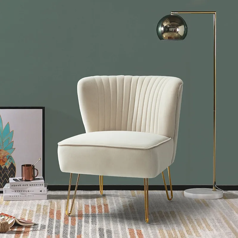Barto Modern Velvet Tufted Side Chair with Golden Legs by HULALA HOME