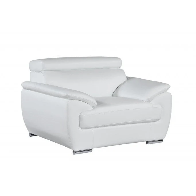 White Genuine Leather Recliner Chair and a Half - 38 Inch