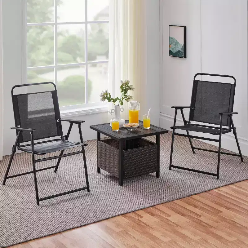 Yaheetech Natural Outdoor Patio Rattan Side Table With Umbrella Tube Black
