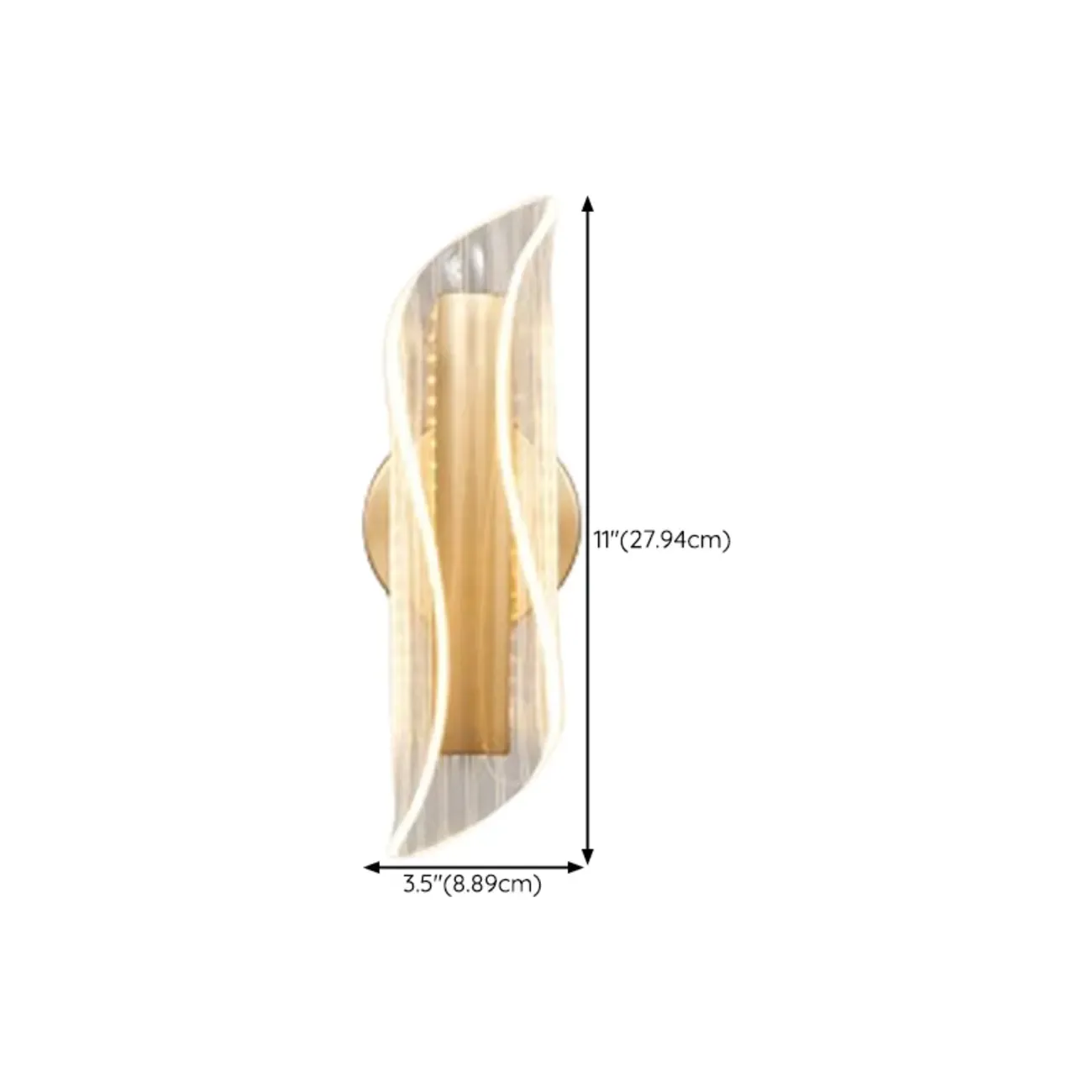 Art Deco Gold Metal and Acrylic LED Wall Sconce