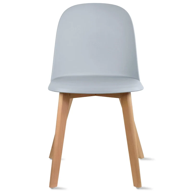 Set of 2 Plastic Dining Side Chairs with Wood Base