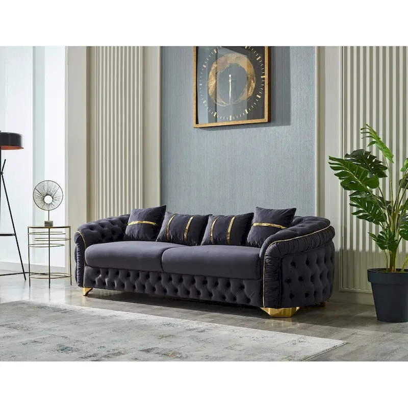 Ashlee 3-Pieces One Sofa One Loveseat One Chair Living Room Set, Tufted Back