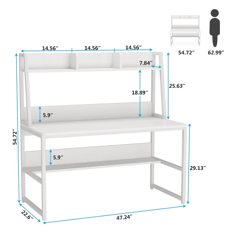 Computer Desk with Hutch and Bookshelf,Home Office Desk,Study Writing Table