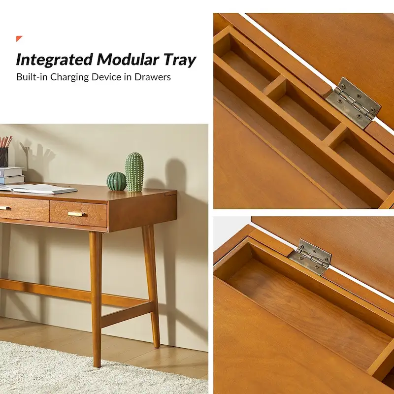 Erich Mid Century Modern 48 Computer Desk with USB by HULALA HOME