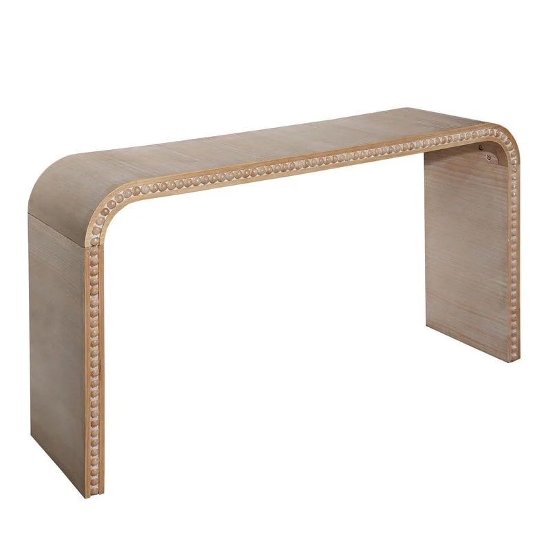 59 Entryway Table, Curved Waterfall-style Table,Console Table with Wood Beads