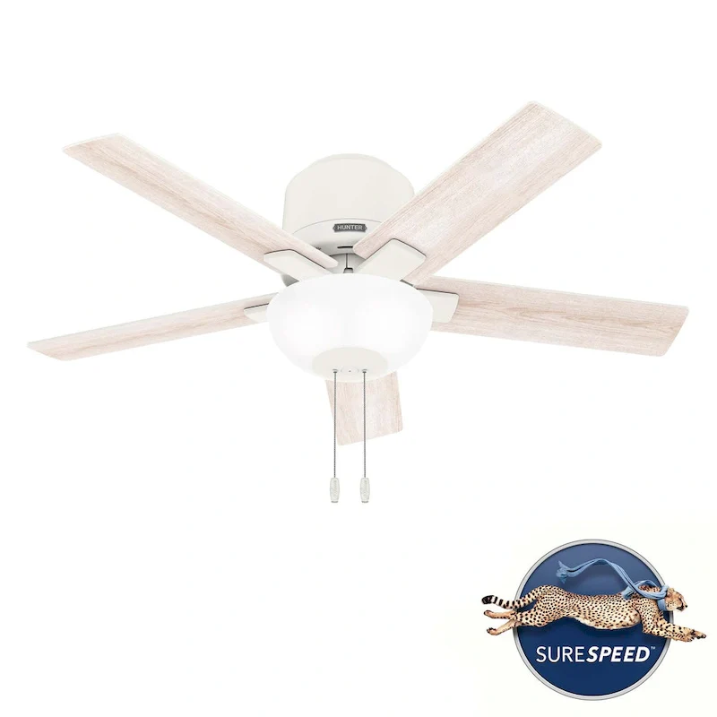 Hunter 44  Fitzgerald Low Profile Ceiling Fan with LED Light Kit and Pull Chain