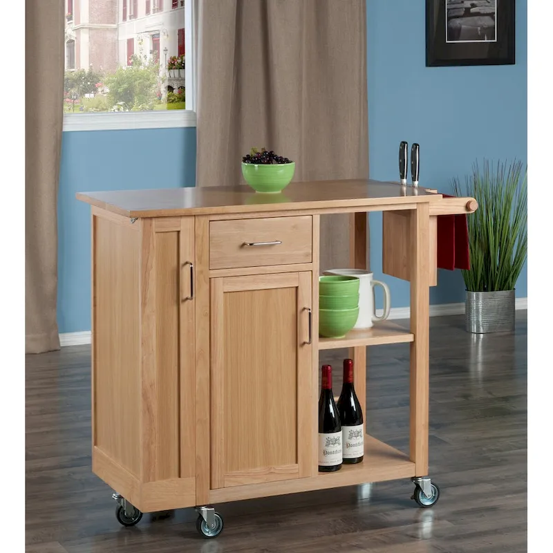Douglas Utility Kitchen Cart, Natural - 42.52 x 18.98 x 35.63 inches